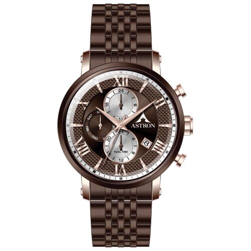 ASTRON 5520-5 férfi karóra, multifunkciós, barna színű nemesacél tok, barna nemesacél csat, barna számlap, quartz szerkezet, 50 m (5 ATM) vízállóság