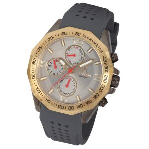 ASTRON 5533-4 férfi karóra, multifunkciós, gun (szürke) színű nemesacél tok, szürke szilikon szíj, ezüst színű számlap, keményített ásványüveg, quartz szerkezet, 50 m (5 ATM) vízállóság 130734692 - Astron