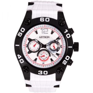 ASTRON 5541-7 férfi karóra, fekete színű nemesacél tok, fehér szilikon szíj, fehér számlap, keményített ásványüveg, chronograph quartz szerkezet, 50 m (5 ATM) vízállóság 130734718 - Astron