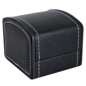 Logó nélküli karóra doboz, kívül fekete műbőr borítású, belül krém színű párnás kialakítás 130736466 - Óraforgató & óratartó doboz