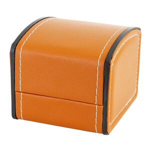 Logo nélküli karóra doboz, kívül barna műbőr borítású, belül fehér párnával 130736522 - Óraforgató & óratartó doboz