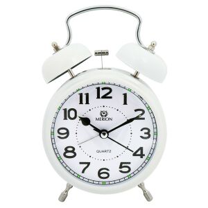 Merion fém ébresztőóra, quartz, fehér színű fémtok, arab számos fehér számlap 130738205 - MERION