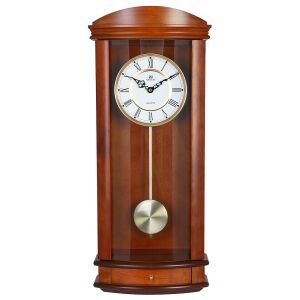 Merion ingás fa falióra, quartz, hangjelzés nélküli, tölgy színű tok, fehér római számos számlap, domború üveges 130738233 - MERION