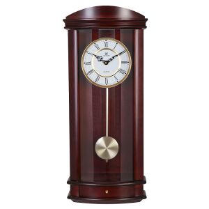 Merion ingás fa falióra, quartz, hangjelzés nélküli, mahagóni színű tok, fehér római számos számlap, domború üveges 130738236 - MERION