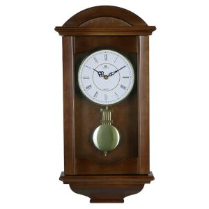 Merion ingás fa falióra, quartz, hangjelzés nélküli, dió színű tok, fehér színű római számos számlap 130738240 - MERION