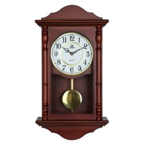 Merion ingás fa falióra, quartz, mahagóni színű tok, fehér arab számos számlap 130738346 - MERION