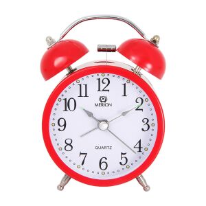 Merion fém ébresztőóra, quartz, piros színű fémtok, fehér arab számos számlap, 3^ 130738436 - MERION