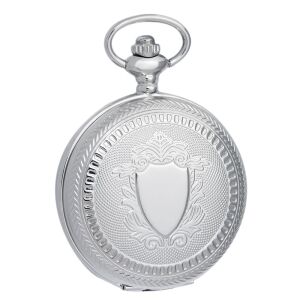 Tiko Time zsebóra, pajzs mintás ezüst színű fémtok, fehér / arab számos számlap 130738717 - Tiko Time