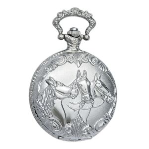 Tiko Time férfi zsebóra, quartz, ezüst színű fémtok (lovas mintázat), fehér / arab számos számlap 130738721 - Tiko Time