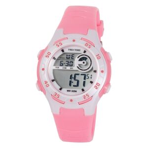Tiko Time női műanyag karóra, quartz, rózsaszín és fehér színű tok és csat, LCD számlap 130738748 - Tiko Time