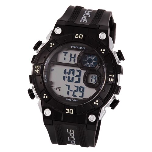 Tiko Time férfi műanyag karóra, quartz, fekete színű tok és csat, LCD számlap 130738760