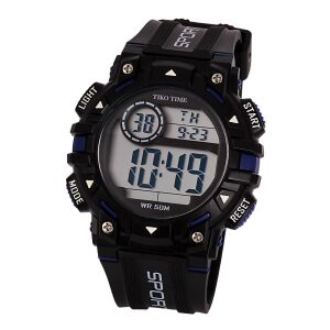Tiko Time férfi műanyag karóra, quartz, fekete és kék színű tok és csat, LCD számlap 130738761 - Tiko Time