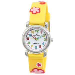Tiko Time karóra gyerekeknek, quartz, 3D figurás sárga alapon virágos szíj 130738767 - Tiko Time