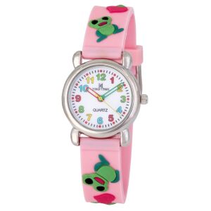 Tiko Time karóra gyerekeknek, quartz, 3D figurás rózsaszín alapon béka figurás szíj 130738775 - Tiko Time