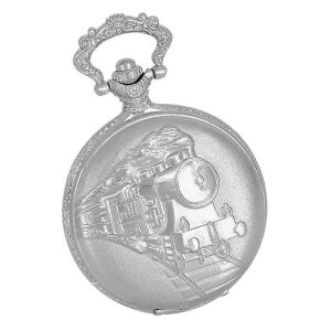 Tiko Time zsebóra, vonat mintás ezüst színű tok, fehér / arab számos számlap 130738784 - Tiko Time