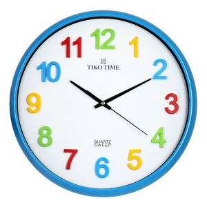 Tiko Time falióra, quartz, kerek forma, kék színű tok, fehér színű számlap, sweep (halk járású) 130738986 - Tiko Time