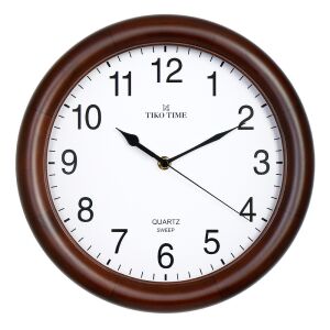 Tiko Time fa falióra, quartz, sweep (halk járású) szerkezet, kerek 30 cm, dió színű tok, fehér arab számos számlap 130738992 - Tiko Time