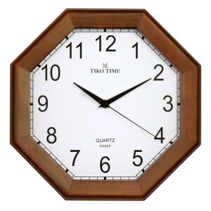 Tiko Time fa falióra, quartz, sweep (halk járású) szerkezet, nyolcszög alakú 30 cm, tölgy színű tok, fehér arab számos számlap 130738993 - Tiko Time