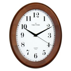 Tiko Time fa falióra, quartz, sweep (halk járású) szerkezet, ovál alakú 30 cm, tölgy színű tok, fehér arab számos számlap 130738998 - Tiko Time