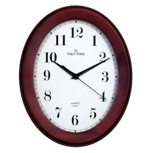 Tiko Time fa falióra, quartz, sweep (halk járású) szerkezet, ovál alakú 30 cm, mahagóni színű tok, fehér arab számos számlap 130739000 - Tiko Time