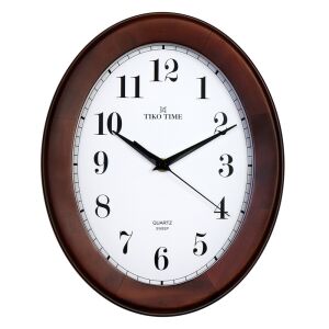 Tiko Time fa falióra, quartz, sweep (halk járású) szerkezet, ovál alakú 30 cm, dió színű tok, fehér arab számos számlap 130739001 - Tiko Time