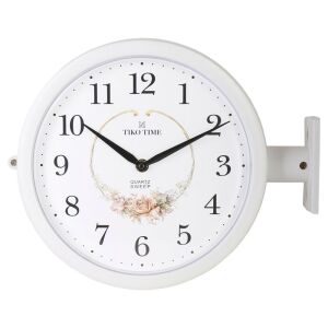 Tiko Time kétoldalas falióra, quartz, fehér tok, fehér számlap, sweep (halk járású) 130739013 - Tiko Time