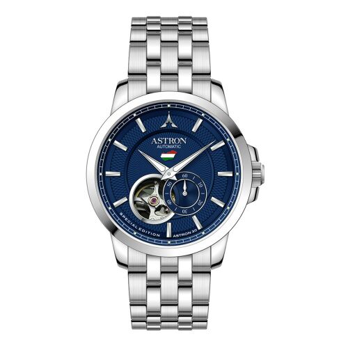 ASTRON 8060-2 sorszámozott automata férfi karóra, ezüst nemesacél tok, ezüst nemesacél csat, kék számlap, zafír üveg, mechanikus automata szerkezet, WR50M vízállóság 130739241