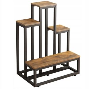 Pflanzenständer im Industriestil mit vier rustikalen Regalen, 67 cm hoch - Innenarchitektur