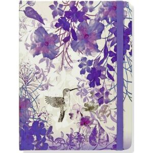 Notatnik Kolibri Medium z fioletowym kwiatowym wzorem i elastycznym zamknięciem - Artykuły biurowe