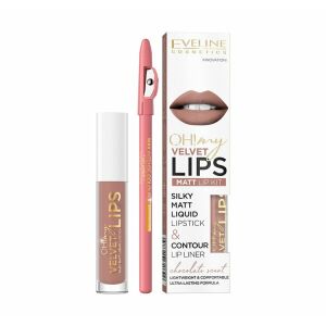 Eveline Oh! My Velvet Lips Matte Lip Kit z płynną pomadką i konturówką do ust - Usta