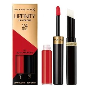 Max Factor Lipfinity Lip Colour 125 So Glamorous, 24-Stunden flüssiger Lippenstift und Überlack - Max Factor