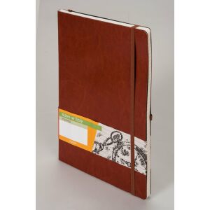 Notatnik Impresja B5 brązowy w linie z gumką, widok pod kątem - Notatnik i notes