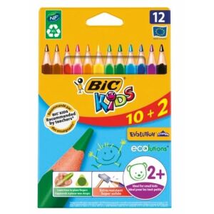 BIC Kids Evolution dreieckige Buntstifte, 12 Farben Set, ideal für Kinder, von Lehrern empfohlen - Stifte & Bleistifte
