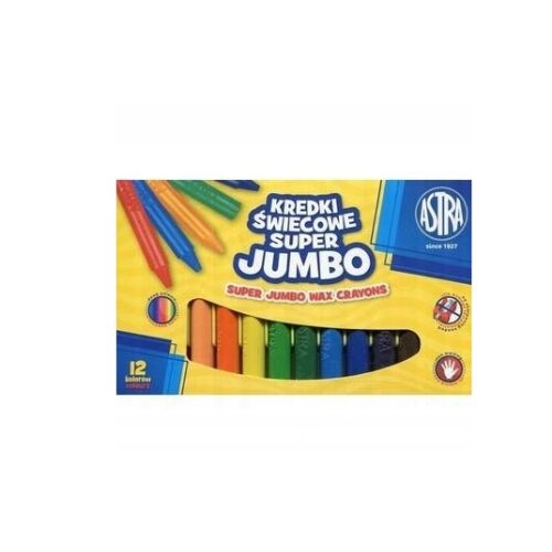 Astra Super Jumbo zsírkréták, 12 szín, gyerekeknek