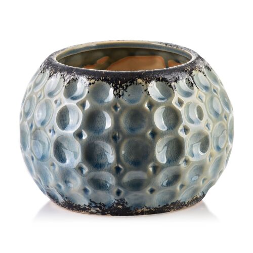 DIVINE türkiz kerámia virágcserép, 19.5 cm, dekoratív ültető