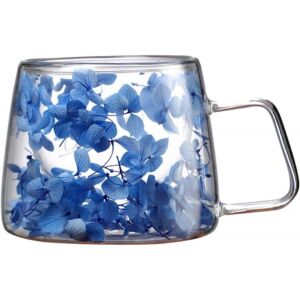 Hrnček s modrými hortenziami, dvojitá stena, borosilikátové sklo, 180 ml, SZK154 130784373 - Ecarla