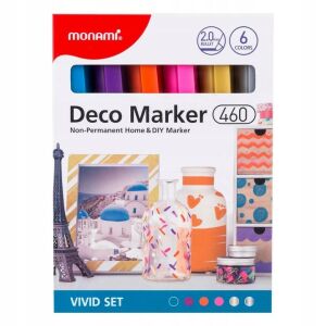 Monami Deco Marker 460 Vivid Set - 6 Acrylmarker für DIY und Heimdekoration - Zeichengeräte