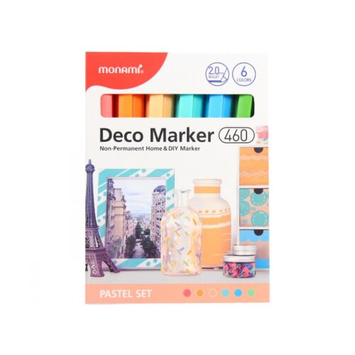 Monami Deco Marker 460 Pasztell Készlet - 6 pasztell színű filctoll barkácsoláshoz