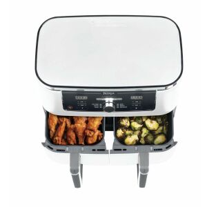 Ninja AF400EUWH Dupla Meleglevegős Fritőz, 2470W, 9,5L, 6 Program, 40-240C, Független Zónák, Fehér