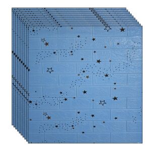 NEXTLY Tapet autoadeziv 3D, set de 10 bucăți, design albastru cu stele - Panele & Autocolante de perete