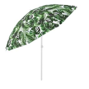 Biały i zielony tropikalny parasol plażowy, średnica 2 metry - Osłona przeciwsłoneczna