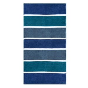 Prosop de plajă din bumbac cu dungi albastre, 75x150cm - Design interior