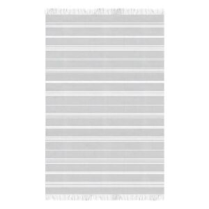 Prosop de plajă Hamam gri și alb cu dungi, 180x90cm - Design interior