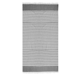 Prosop de plajă Hamam gri și alb cu franjuri, 180x100cm. - Design interior