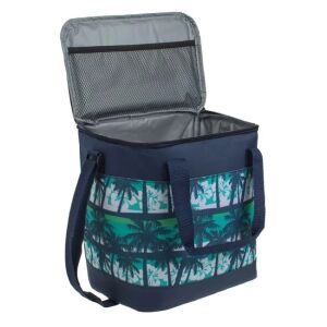 Izoterma 15L modrá chladiaca taška s dizajnom palmy, otvorený pohľad - Chladiace tašky, chladiace vložky