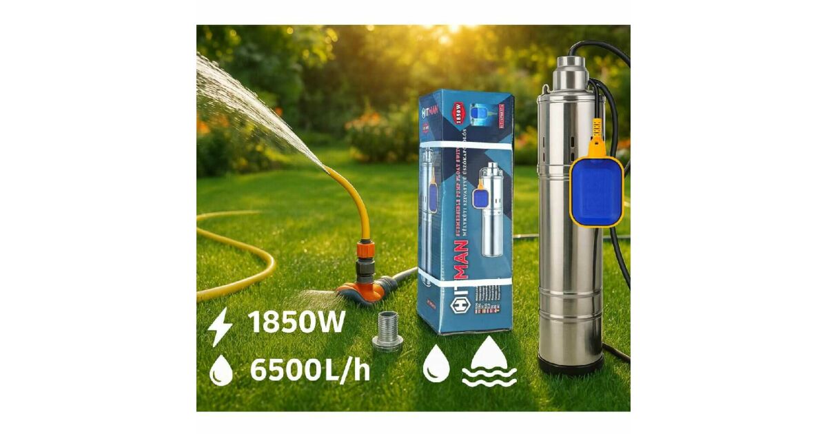 Hitman SP6837A Mélykúti Csőszivattyú, 1850W, 6500 l/óra – Úszókapcsolós automata működéssel 130788012