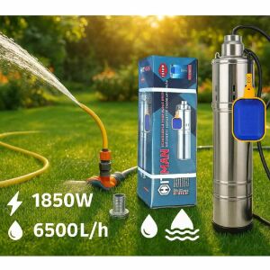 Hitman SP6837A mélykúti csőszivattyú használat közben tömlővel és locsolóval, 1850W, 6500 l/óra - Öntözés