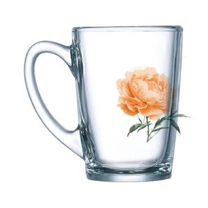 Luminarc New Morning Rosefarm bögre, 320 ml, átlátszó üveg virágmintával - Luminarc