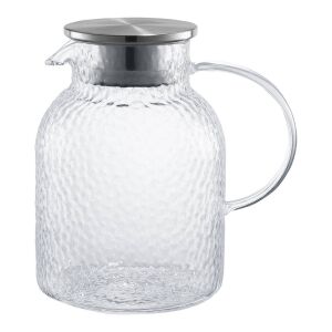 Carafă de sticlă Ambition Bubble 1.7L cu capac din oțel inoxidabil, izolată pe alb. - Ulcioare