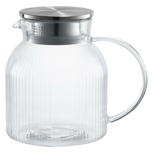 Átlátszó üveg Ambition Curly 1.3L kancsó rozsdamentes acél fedővel